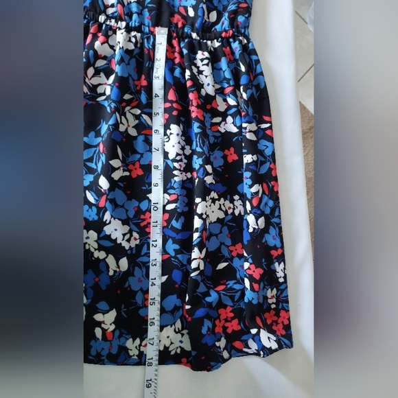 ELLE Blue Wildflower Print Elastic waist Summer Dress size M - Picture 4 of 10